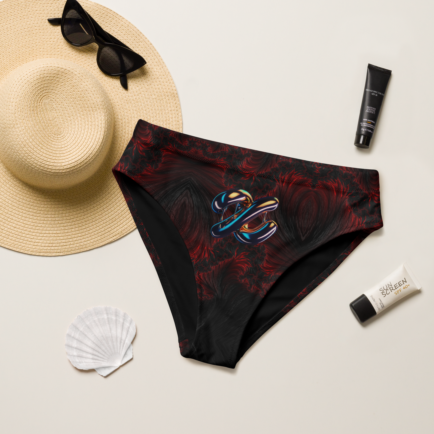 Recycled high-waisted bikini bottom