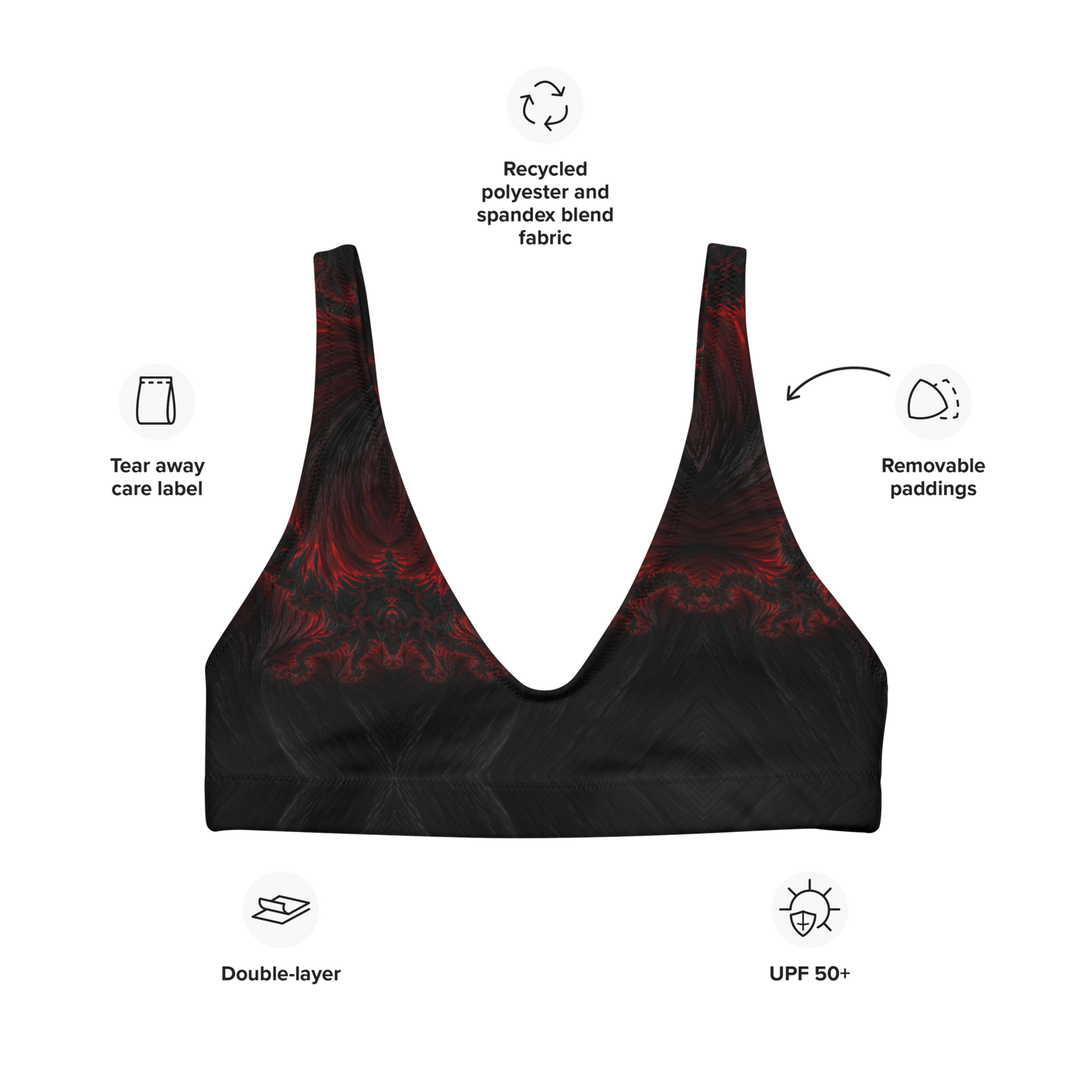 Recycled padded bikini top